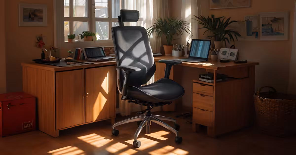 bureau ergonomique avec meuble bureau Tunisie dans un intérieur lumineux