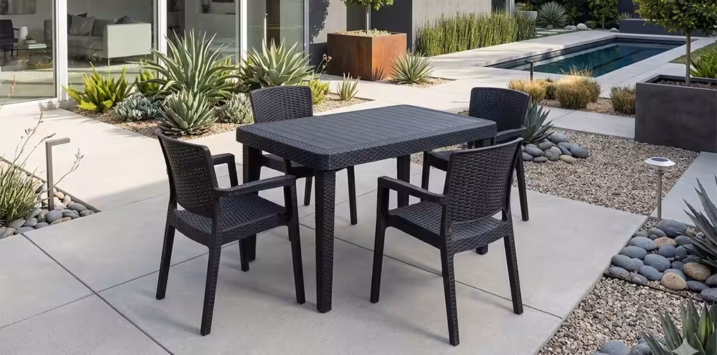 prestige table jardin 4 places avec chaises Ă accoudoirs, parmi les meilleurs tables de jardin en Tunisie
