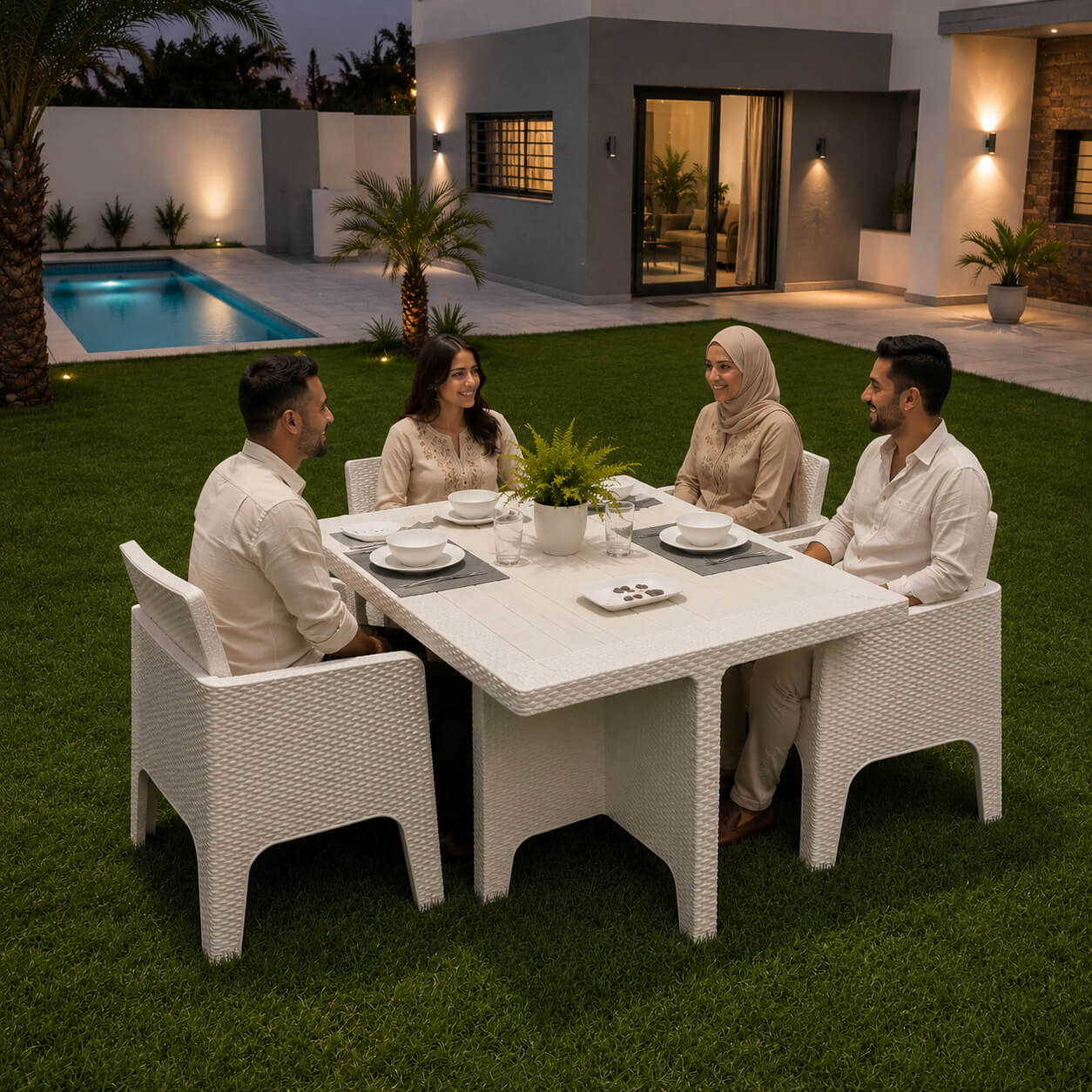Antalya Table de repas extérieur rectangulaire avec 6 chaises — 799 TND