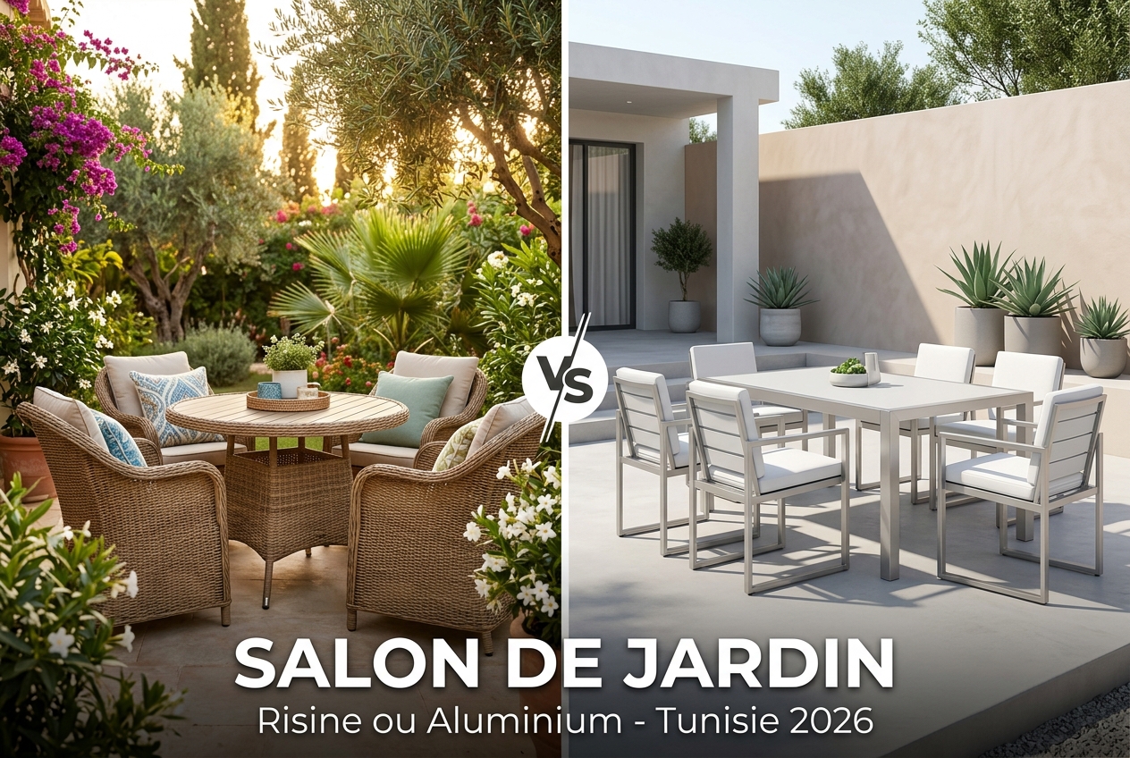 Salon de jardin résine tressée ou aluminium : lequel choisir en Tunisie ?