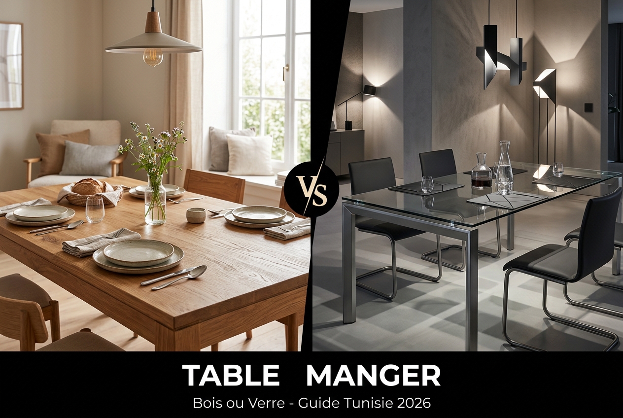 Table à manger bois ou verre : laquelle choisir en Tunisie ?